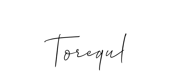 Use a signature maker to create a handwritten signature online. With this signature software, you can design (Allison_Script) your own signature for name Torequl. Torequl signature style 2 images and pictures png