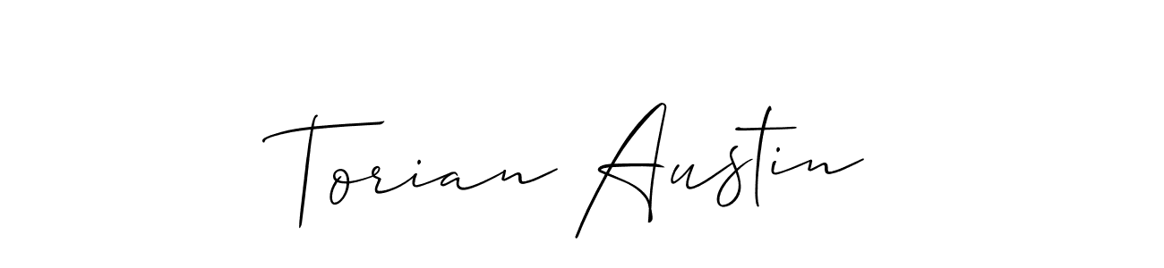 Make a beautiful signature design for name Torian Austin. With this signature (Allison_Script) style, you can create a handwritten signature for free. Torian Austin signature style 2 images and pictures png