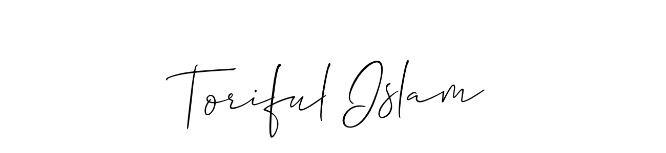 Use a signature maker to create a handwritten signature online. With this signature software, you can design (Allison_Script) your own signature for name Toriful Islam. Toriful Islam signature style 2 images and pictures png