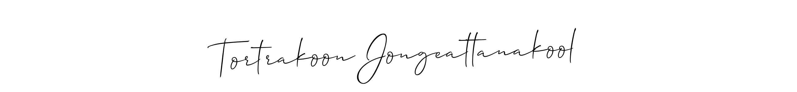 You should practise on your own different ways (Allison_Script) to write your name (Tortrakoon Jongeattanakool) in signature. don't let someone else do it for you. Tortrakoon Jongeattanakool signature style 2 images and pictures png