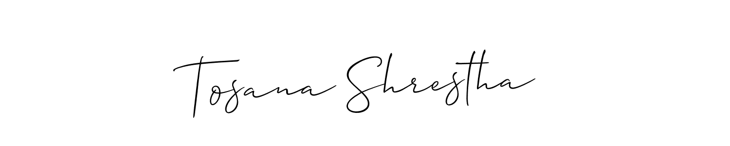 Tosana Shrestha stylish signature style. Best Handwritten Sign (Allison_Script) for my name. Handwritten Signature Collection Ideas for my name Tosana Shrestha. Tosana Shrestha signature style 2 images and pictures png