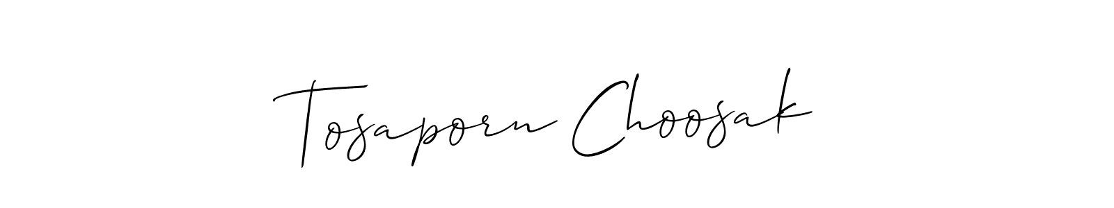 if you are searching for the best signature style for your name Tosaporn Choosak. so please give up your signature search. here we have designed multiple signature styles  using Allison_Script. Tosaporn Choosak signature style 2 images and pictures png