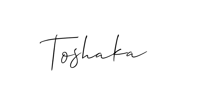 Use a signature maker to create a handwritten signature online. With this signature software, you can design (Allison_Script) your own signature for name Toshaka. Toshaka signature style 2 images and pictures png