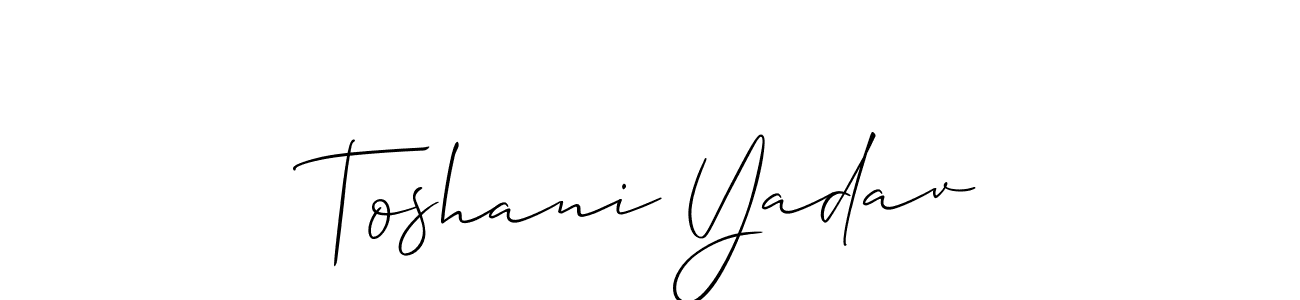 Also You can easily find your signature by using the search form. We will create Toshani Yadav name handwritten signature images for you free of cost using Allison_Script sign style. Toshani Yadav signature style 2 images and pictures png