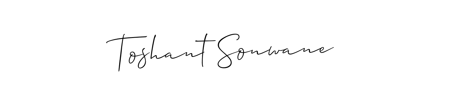 The best way (Allison_Script) to make a short signature is to pick only two or three words in your name. The name Toshant Sonwane include a total of six letters. For converting this name. Toshant Sonwane signature style 2 images and pictures png