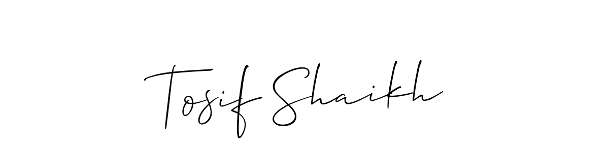 Create a beautiful signature design for name Tosif Shaikh. With this signature (Allison_Script) fonts, you can make a handwritten signature for free. Tosif Shaikh signature style 2 images and pictures png