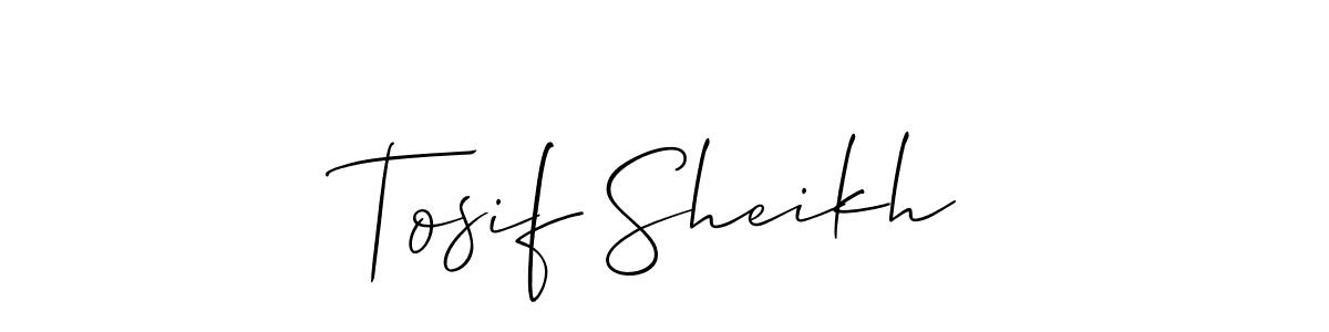 Make a beautiful signature design for name Tosif Sheikh. With this signature (Allison_Script) style, you can create a handwritten signature for free. Tosif Sheikh signature style 2 images and pictures png