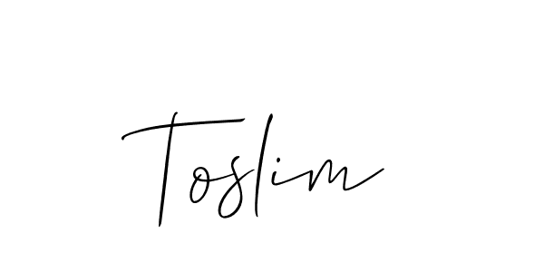 Create a beautiful signature design for name Toslim. With this signature (Allison_Script) fonts, you can make a handwritten signature for free. Toslim signature style 2 images and pictures png