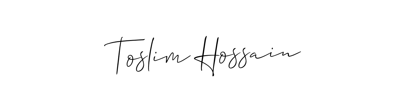 Create a beautiful signature design for name Toslim Hossain. With this signature (Allison_Script) fonts, you can make a handwritten signature for free. Toslim Hossain signature style 2 images and pictures png