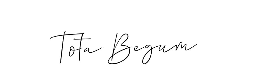 Design your own signature with our free online signature maker. With this signature software, you can create a handwritten (Allison_Script) signature for name Tota Begum. Tota Begum signature style 2 images and pictures png