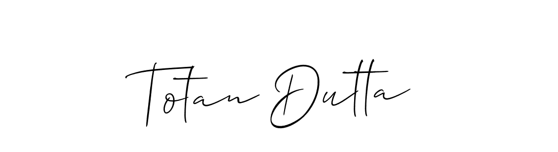 The best way (Allison_Script) to make a short signature is to pick only two or three words in your name. The name Totan Dutta include a total of six letters. For converting this name. Totan Dutta signature style 2 images and pictures png