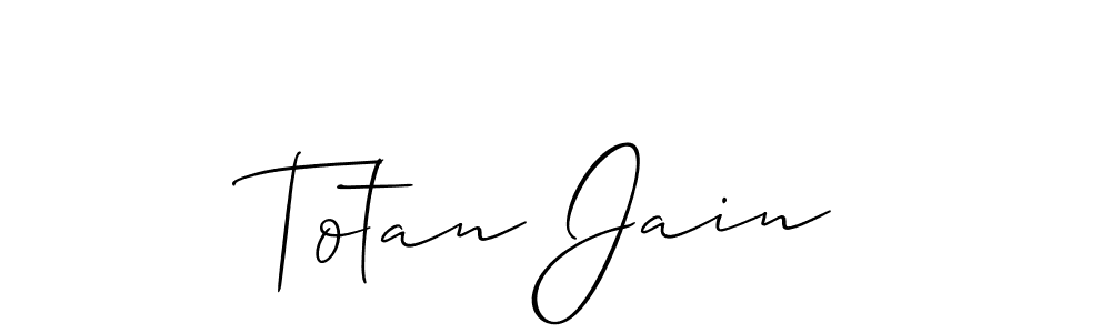 Also You can easily find your signature by using the search form. We will create Totan Jain name handwritten signature images for you free of cost using Allison_Script sign style. Totan Jain signature style 2 images and pictures png