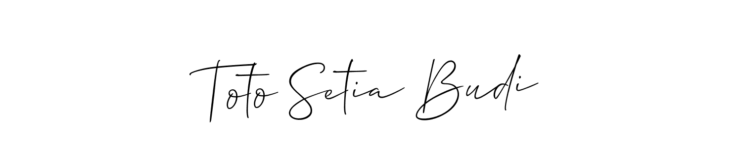 Design your own signature with our free online signature maker. With this signature software, you can create a handwritten (Allison_Script) signature for name Toto Setia Budi. Toto Setia Budi signature style 2 images and pictures png