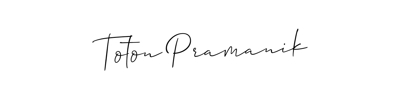 Make a beautiful signature design for name Toton Pramanik. With this signature (Allison_Script) style, you can create a handwritten signature for free. Toton Pramanik signature style 2 images and pictures png