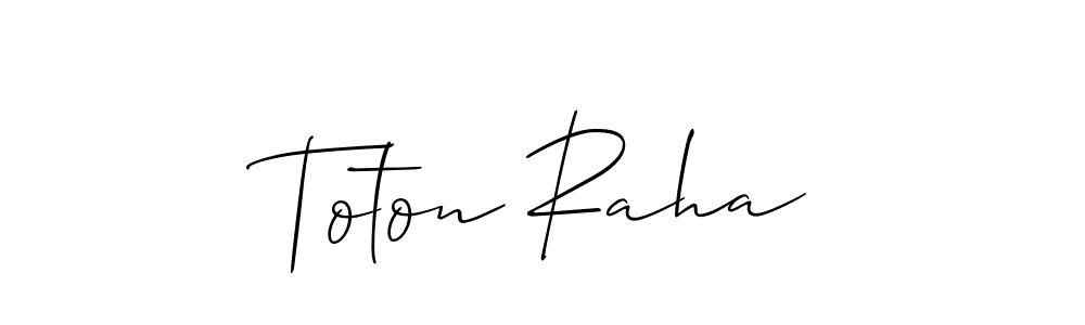 Also You can easily find your signature by using the search form. We will create Toton Raha name handwritten signature images for you free of cost using Allison_Script sign style. Toton Raha signature style 2 images and pictures png