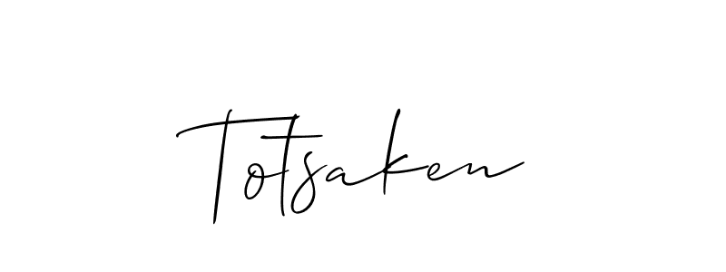 The best way (Allison_Script) to make a short signature is to pick only two or three words in your name. The name Totsaken include a total of six letters. For converting this name. Totsaken signature style 2 images and pictures png