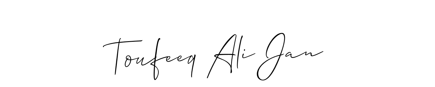 You can use this online signature creator to create a handwritten signature for the name Toufeeq Ali Jan. This is the best online autograph maker. Toufeeq Ali Jan signature style 2 images and pictures png