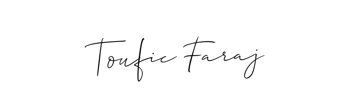 Allison_Script is a professional signature style that is perfect for those who want to add a touch of class to their signature. It is also a great choice for those who want to make their signature more unique. Get Toufic Faraj name to fancy signature for free. Toufic Faraj signature style 2 images and pictures png