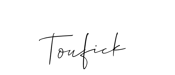 Make a beautiful signature design for name Toufick. With this signature (Allison_Script) style, you can create a handwritten signature for free. Toufick signature style 2 images and pictures png