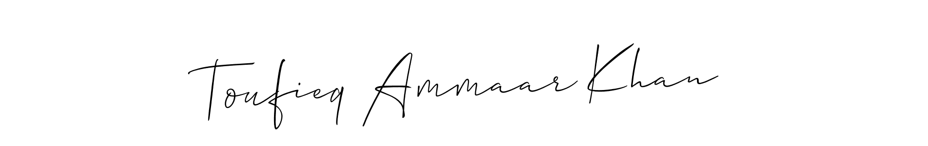 Toufieq Ammaar Khan stylish signature style. Best Handwritten Sign (Allison_Script) for my name. Handwritten Signature Collection Ideas for my name Toufieq Ammaar Khan. Toufieq Ammaar Khan signature style 2 images and pictures png