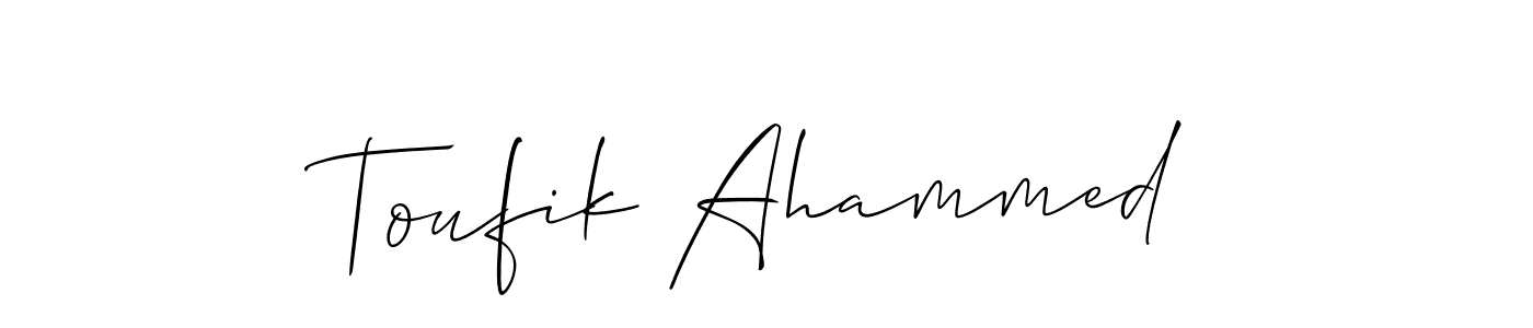 Use a signature maker to create a handwritten signature online. With this signature software, you can design (Allison_Script) your own signature for name Toufik Ahammed. Toufik Ahammed signature style 2 images and pictures png