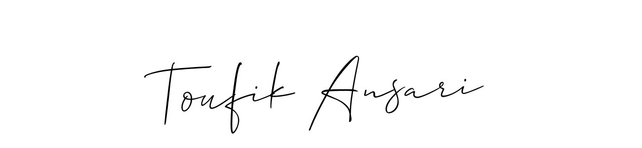 Create a beautiful signature design for name Toufik Ansari. With this signature (Allison_Script) fonts, you can make a handwritten signature for free. Toufik Ansari signature style 2 images and pictures png