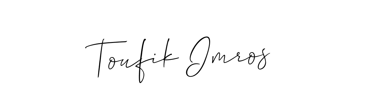 if you are searching for the best signature style for your name Toufik Imros. so please give up your signature search. here we have designed multiple signature styles  using Allison_Script. Toufik Imros signature style 2 images and pictures png
