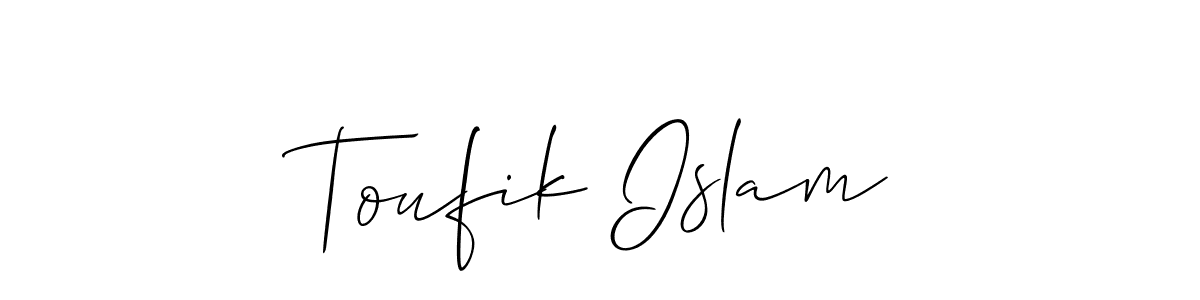 Use a signature maker to create a handwritten signature online. With this signature software, you can design (Allison_Script) your own signature for name Toufik Islam. Toufik Islam signature style 2 images and pictures png