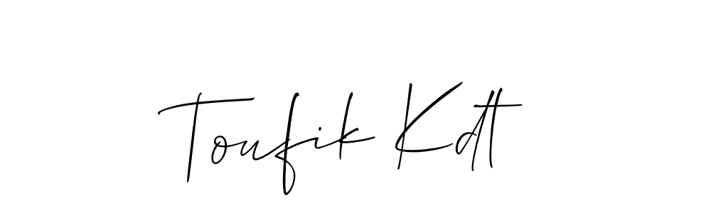 Make a beautiful signature design for name Toufik Kdt. With this signature (Allison_Script) style, you can create a handwritten signature for free. Toufik Kdt signature style 2 images and pictures png