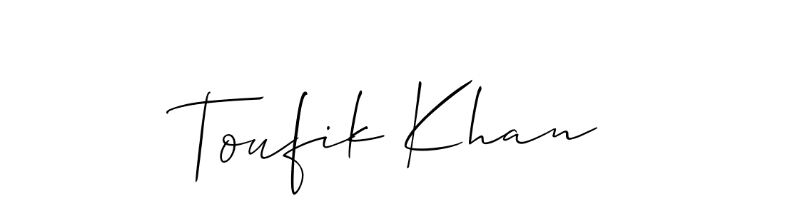 How to Draw Toufik Khan signature style? Allison_Script is a latest design signature styles for name Toufik Khan. Toufik Khan signature style 2 images and pictures png