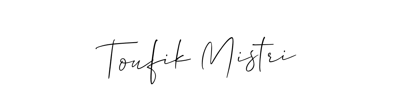 Toufik Mistri stylish signature style. Best Handwritten Sign (Allison_Script) for my name. Handwritten Signature Collection Ideas for my name Toufik Mistri. Toufik Mistri signature style 2 images and pictures png