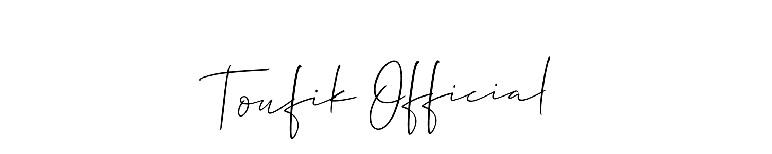 Check out images of Autograph of Toufik Official name. Actor Toufik Official Signature Style. Allison_Script is a professional sign style online. Toufik Official signature style 2 images and pictures png
