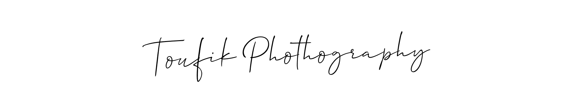 Design your own signature with our free online signature maker. With this signature software, you can create a handwritten (Allison_Script) signature for name Toufik Phothography. Toufik Phothography signature style 2 images and pictures png