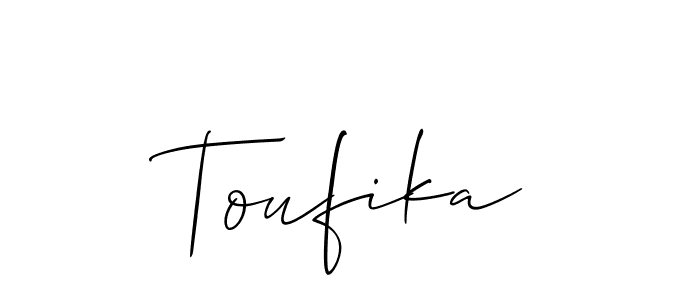 Make a beautiful signature design for name Toufika. With this signature (Allison_Script) style, you can create a handwritten signature for free. Toufika signature style 2 images and pictures png