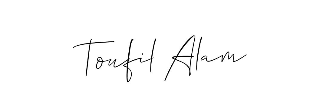 Make a beautiful signature design for name Toufil Alam. With this signature (Allison_Script) style, you can create a handwritten signature for free. Toufil Alam signature style 2 images and pictures png