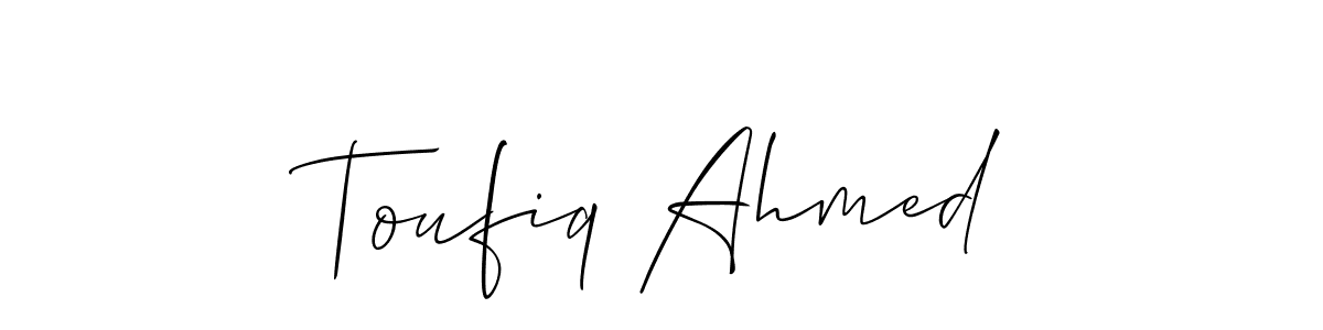 Create a beautiful signature design for name Toufiq Ahmed. With this signature (Allison_Script) fonts, you can make a handwritten signature for free. Toufiq Ahmed signature style 2 images and pictures png