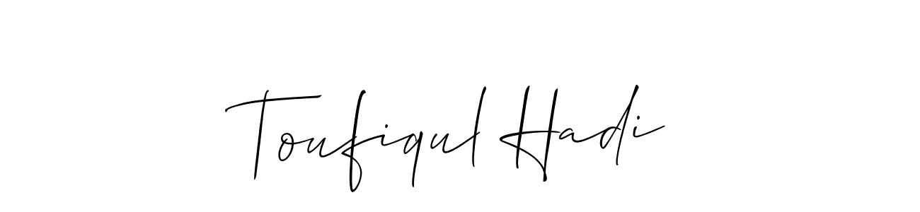 Create a beautiful signature design for name Toufiqul Hadi. With this signature (Allison_Script) fonts, you can make a handwritten signature for free. Toufiqul Hadi signature style 2 images and pictures png