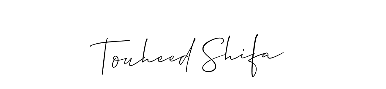 It looks lik you need a new signature style for name Touheed Shifa. Design unique handwritten (Allison_Script) signature with our free signature maker in just a few clicks. Touheed Shifa signature style 2 images and pictures png