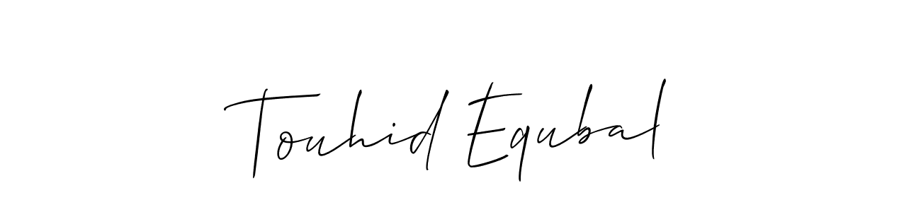 Make a beautiful signature design for name Touhid Equbal. With this signature (Allison_Script) style, you can create a handwritten signature for free. Touhid Equbal signature style 2 images and pictures png