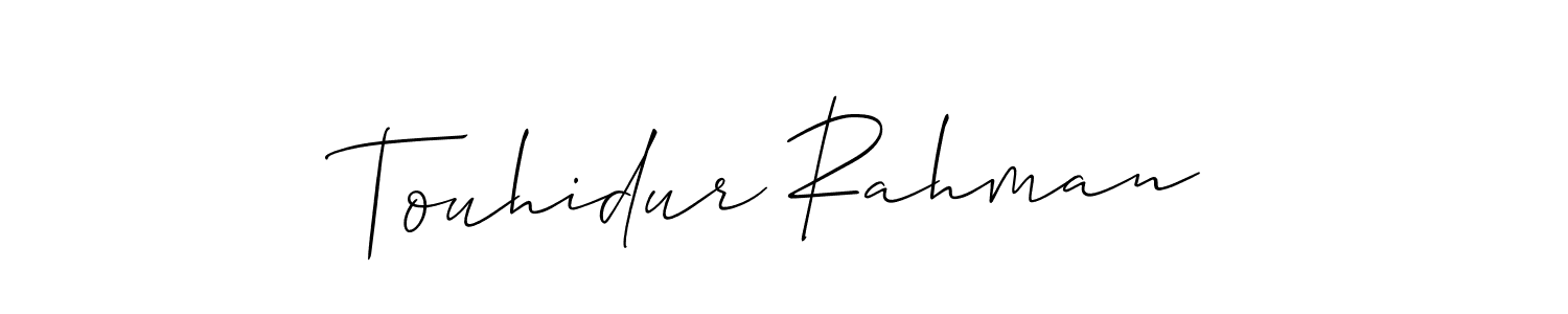 Touhidur Rahman stylish signature style. Best Handwritten Sign (Allison_Script) for my name. Handwritten Signature Collection Ideas for my name Touhidur Rahman. Touhidur Rahman signature style 2 images and pictures png