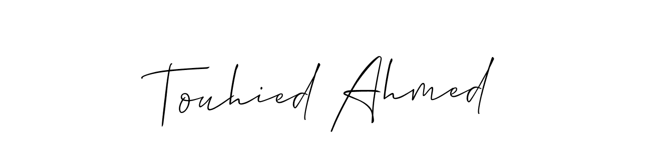 Touhied Ahmed stylish signature style. Best Handwritten Sign (Allison_Script) for my name. Handwritten Signature Collection Ideas for my name Touhied Ahmed. Touhied Ahmed signature style 2 images and pictures png