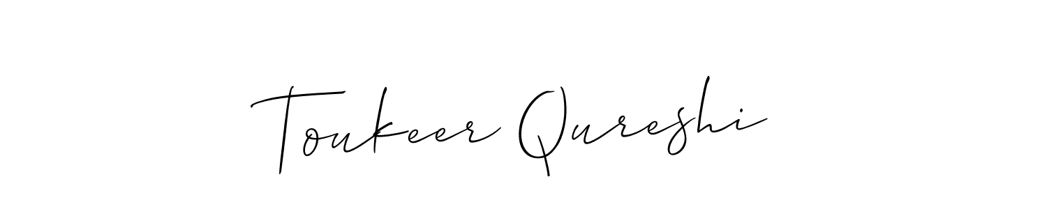 Make a beautiful signature design for name Toukeer Qureshi. With this signature (Allison_Script) style, you can create a handwritten signature for free. Toukeer Qureshi signature style 2 images and pictures png