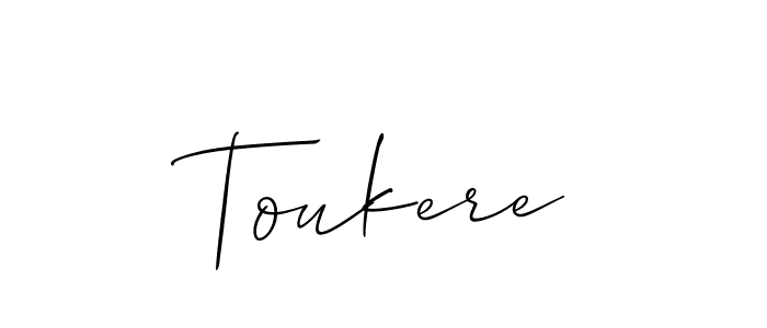 Use a signature maker to create a handwritten signature online. With this signature software, you can design (Allison_Script) your own signature for name Toukere. Toukere signature style 2 images and pictures png