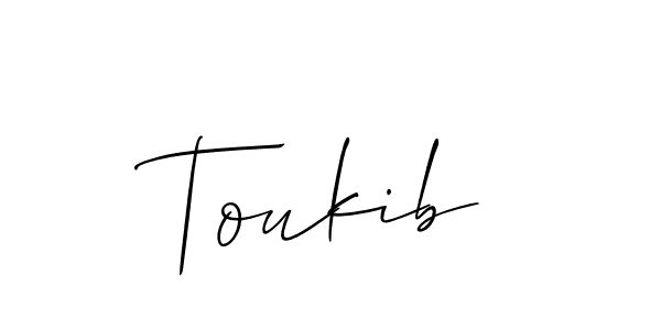 if you are searching for the best signature style for your name Toukib. so please give up your signature search. here we have designed multiple signature styles  using Allison_Script. Toukib signature style 2 images and pictures png