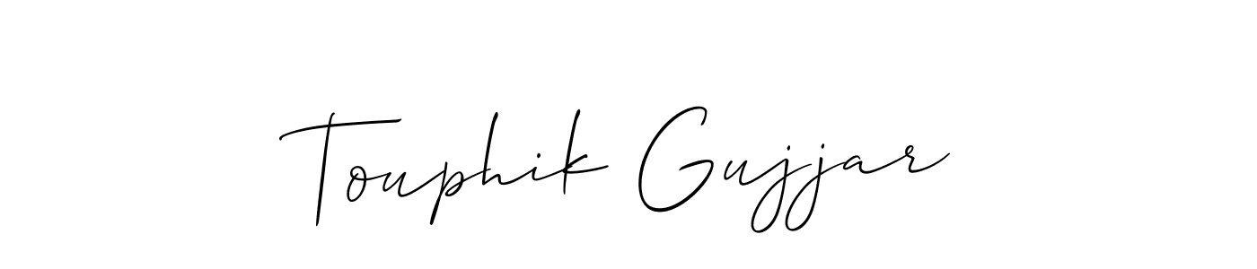 Similarly Allison_Script is the best handwritten signature design. Signature creator online .You can use it as an online autograph creator for name Touphik Gujjar. Touphik Gujjar signature style 2 images and pictures png