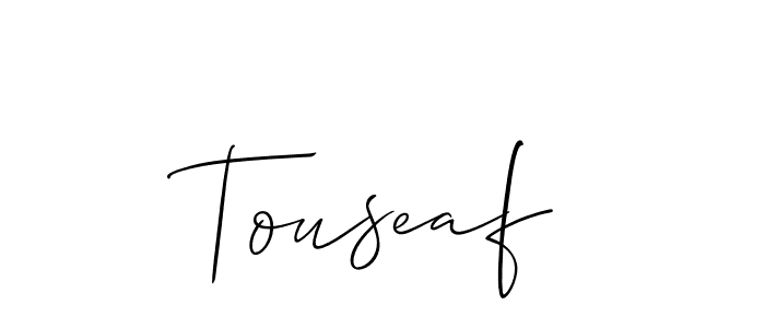 How to make Touseaf name signature. Use Allison_Script style for creating short signs online. This is the latest handwritten sign. Touseaf signature style 2 images and pictures png