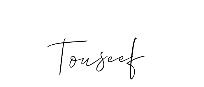 It looks lik you need a new signature style for name Touseef. Design unique handwritten (Allison_Script) signature with our free signature maker in just a few clicks. Touseef signature style 2 images and pictures png