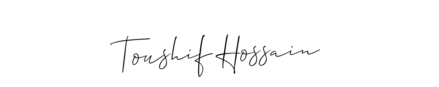 Similarly Allison_Script is the best handwritten signature design. Signature creator online .You can use it as an online autograph creator for name Toushif Hossain. Toushif Hossain signature style 2 images and pictures png