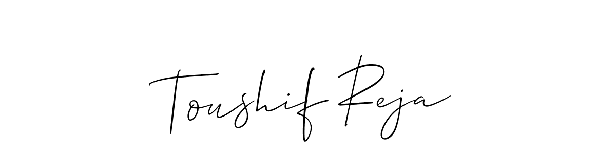 Use a signature maker to create a handwritten signature online. With this signature software, you can design (Allison_Script) your own signature for name Toushif Reja. Toushif Reja signature style 2 images and pictures png