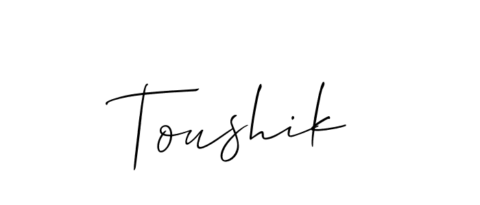 Toushik stylish signature style. Best Handwritten Sign (Allison_Script) for my name. Handwritten Signature Collection Ideas for my name Toushik. Toushik signature style 2 images and pictures png